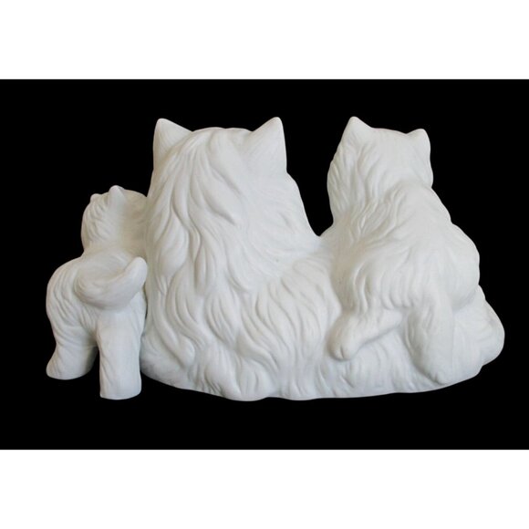 Homco White Ceramic Cat Family Figurine Mother & Kittens Vintage Collectible - Picture 5 of 8